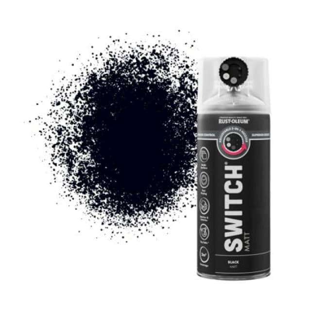RUST-OLEUM Rust-Oleum Switch Spray Paint 400ml - Matt - Black AE0709400UK