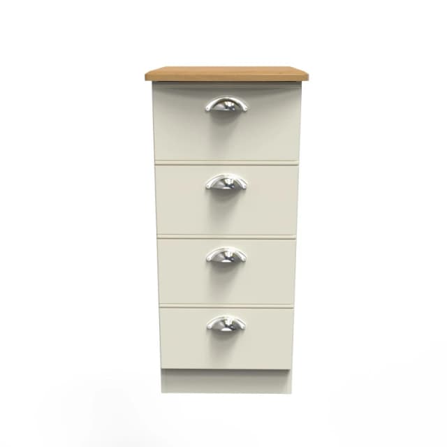 Ready Assembled 2 U Albert 4 Drawer Tall Bedside (Ready Assembled) in Cream Cream Unisex