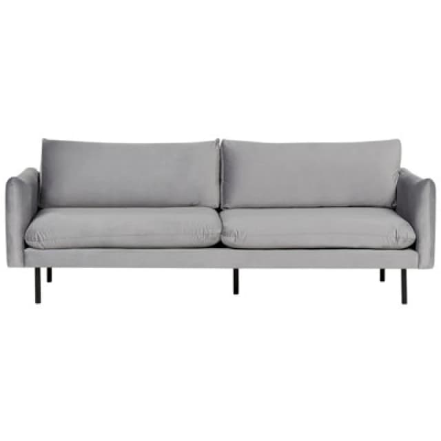 Beliani Sofa 3 Seater Vinterbro Velvet Grey