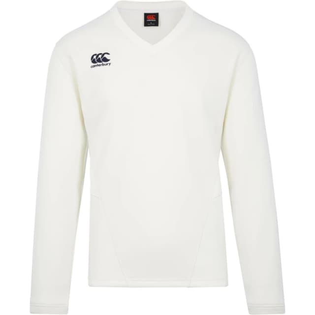 Canterbury Classic Long-Sleeved Cricket Jumper in White Size: 4 Years White Unisex 4 Years