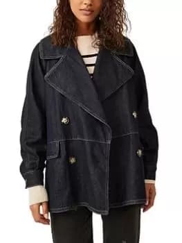 Free People Denim Car Coat - Rinse Wash