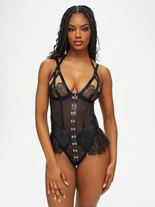 Ann Summers Exuberant Crotchless Teddy Black female