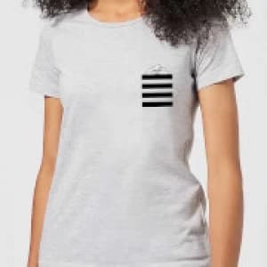 Looney Tunes Taz Stripes Pocket Print Womens T-Shirt - Grey - 3XL