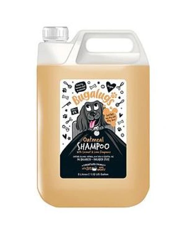BUGALUGS Oatmeal & Aloe Vera Dog Shampoo 5 Litre dog grooming shampoo products for smelly dogs with fragrance, best oatmeal puppy shampoo,