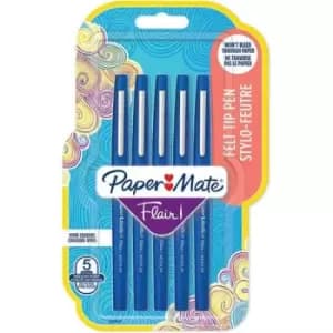Papermate Flair felt pen Medium Blue 5 pc(s)