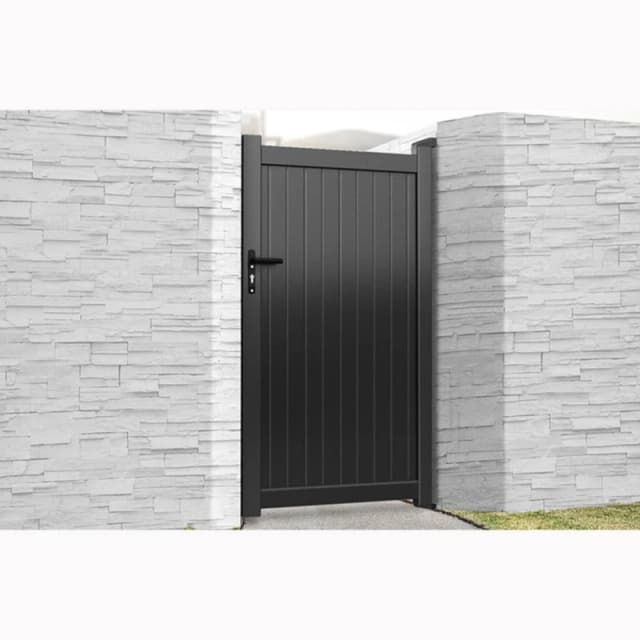 Ready Made Gates Pedestrian Gate 1200x1800mm Black - Vertical Solid Infill & Flat Top Black Unisex
