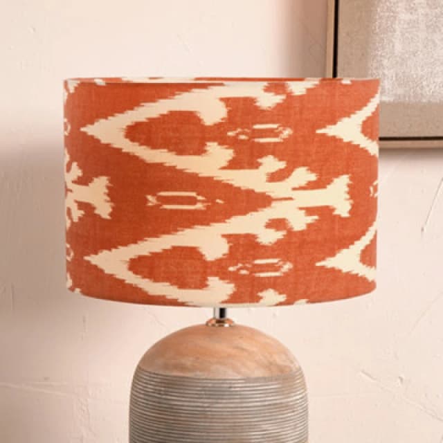 Pacific Lifestyle 30Cm Orange Patterned Drum Lampshade Cylinder Table Lamp Shade