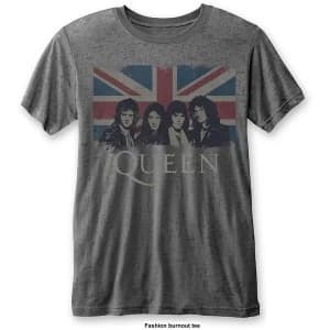 Queen - Vintage Union Jack Unisex Large T-Shirt - Grey