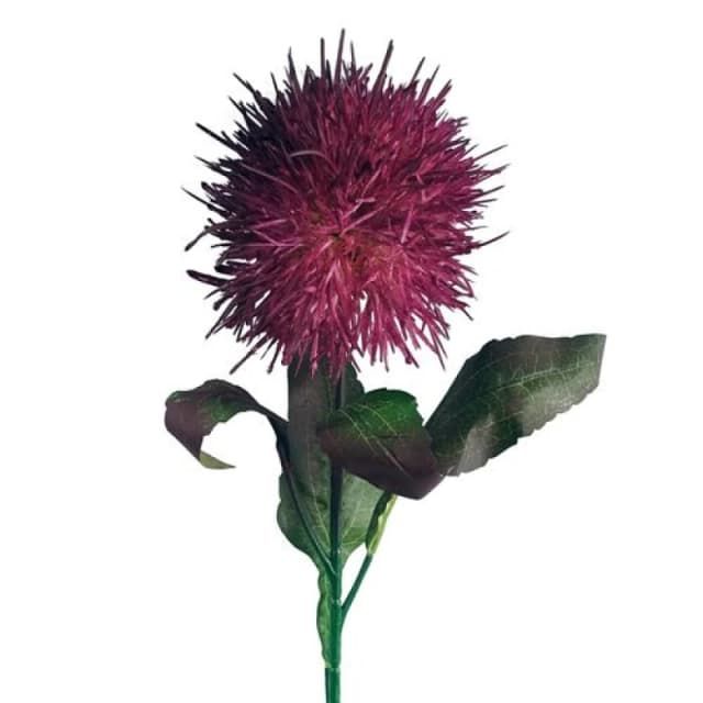 Leaf 70cm Globe Thistle Purple Ball Artificial Flower Stem