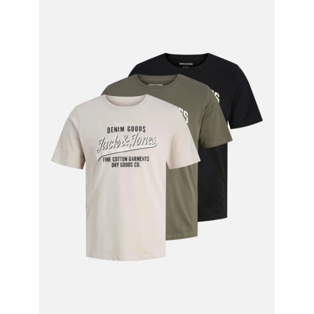 Jack and Jones Ethan 3 Pack Short Sleeve T-Shirt Mens Dusty Olive male M