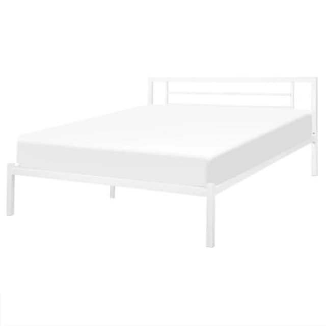 Beliani Bed Metal Cusset 160 X 200 Cm (Eu King Size) White