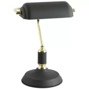 Zumalinelighting - Zumaline Lampa Bankers Table Lamp, Matt Black, Gold, White, 1x E27