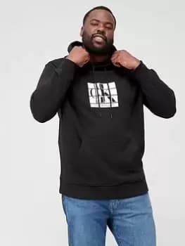 Calvin Klein Jeans Big & Tall Scattered Logo Graphic Overhead Hoodie - Black, Size 4XL, Men