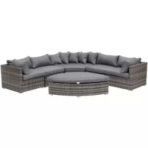 6 PCs Outdoor Rattan Sofa Set Half Round Conversation Set w/ Cushions - Outsunny