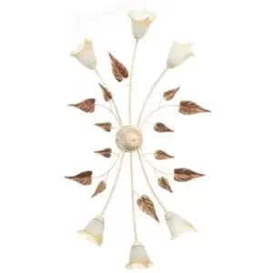 Onli Vanda 6 Light Multi Arm Semi Flush Ceiling Lamp, Ivory