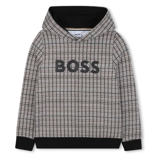 Boss Kids All Over Print Pull Over Hoodie Black male 6Y