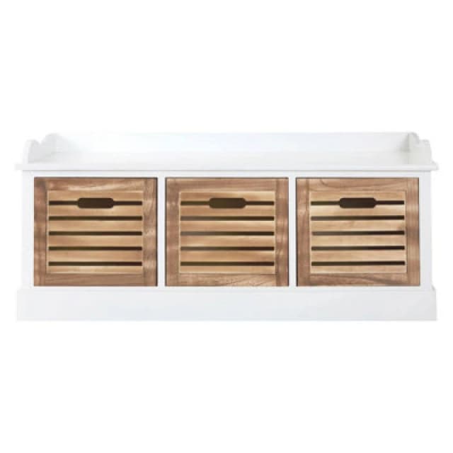 Premier Housewares Natural and White 3 Drawer Chest, Contemporary Drawer Chest, Modern Drawers Unit, Delivered Fully Assembled Natural