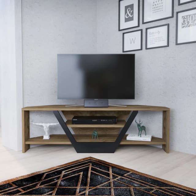 Decorotika Sares Corner TV Stand TV Unit for TVs up to 55" Black