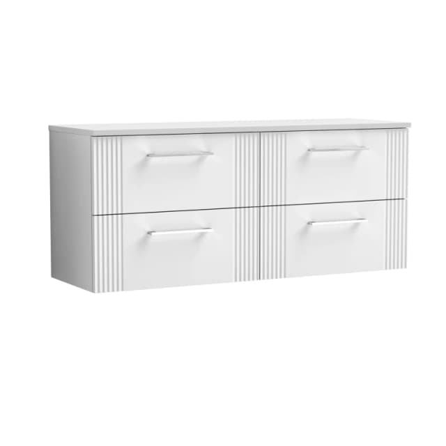 Balterley 4 Drawer Wall Hung Vanity Unit Colour Match Worktop, White 1200mm White Unisex