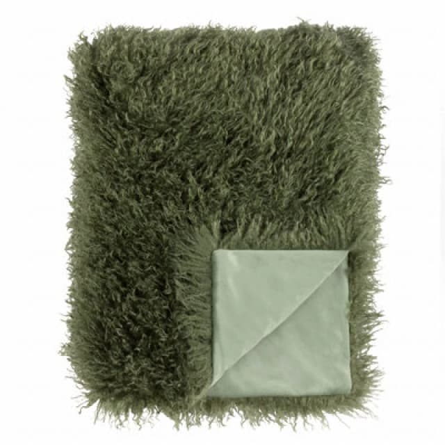 Furn Furn Rowan Faux Fur Throw in Khaki Size: 130cm x 170cm Khaki 130cm x 170cm Unisex 5025532356345