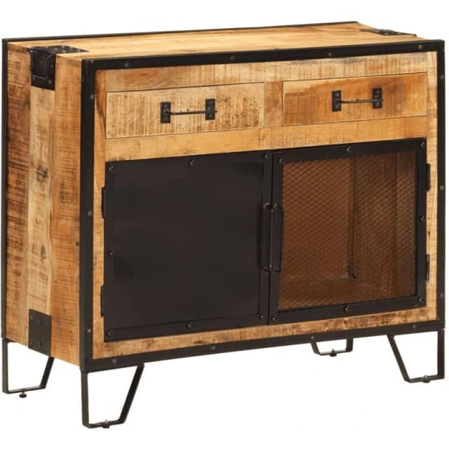 VIDAXL Sideboard 80x31x66cm Solid Rough Wood Mango and Metal Vidaxl 355843