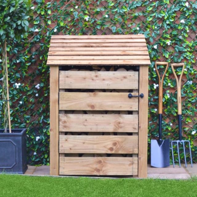 Rutland County Garden Furniture Ltd Burley 4ft Log Store with Doors - L80 x W89.5x H128cm - Rustic Brown Brown Unisex