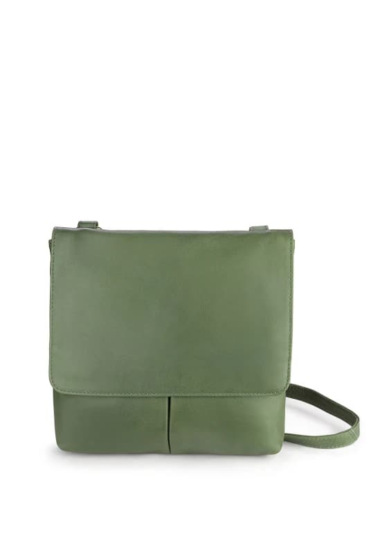 PRIMEHIDE 'Washed Cancun' Leather Flapover Crossbody Bag Green