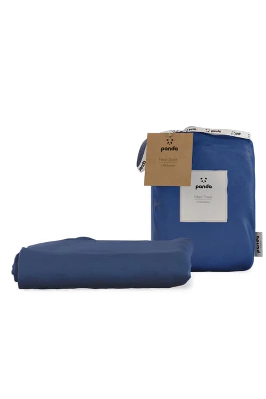 Panda London 100% Bamboo Bedding Fitted Sheet in Navy Size: Emperor Navy Unisex Emperor