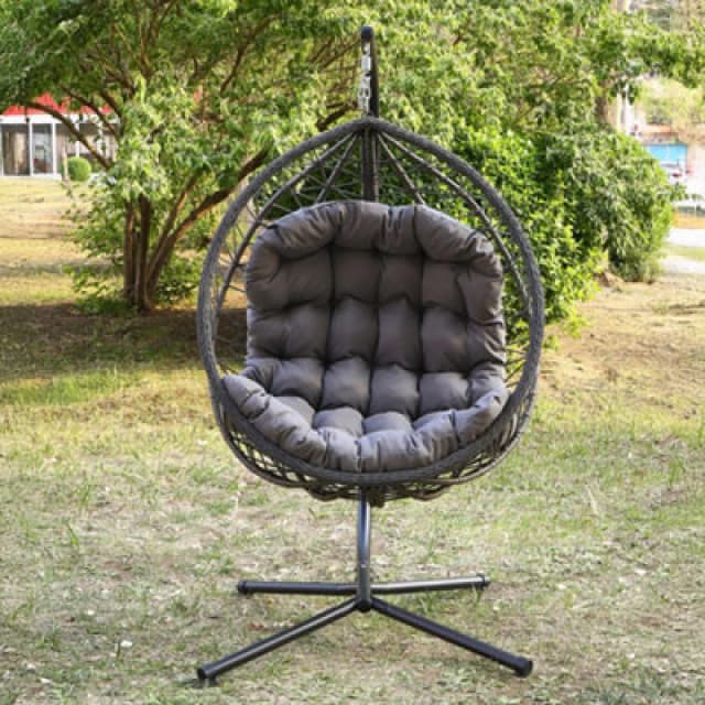 Lynton Garden Hanging Egg Chair - Dark Grey