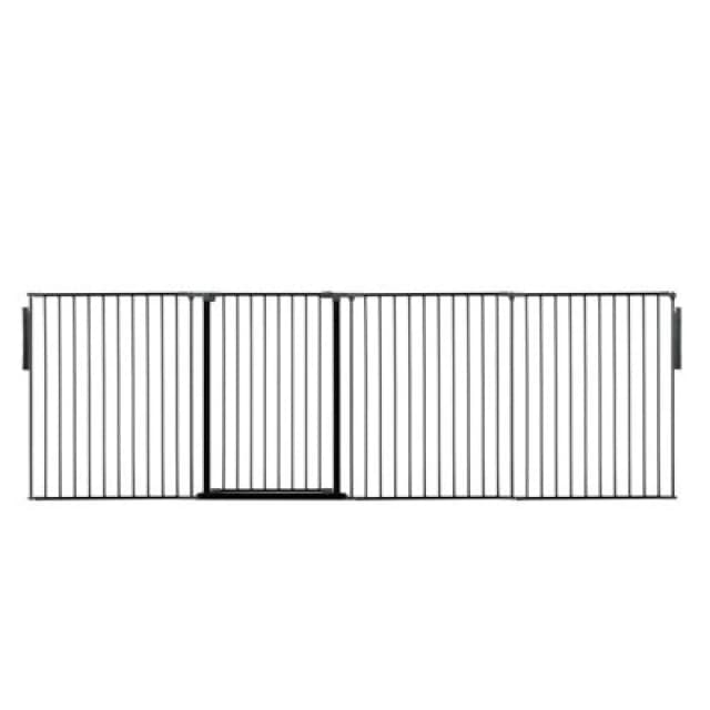 Safetots Premium Extra Tall Room Divider, Up To 298Cm Wide, Black, 105Cm Tall, Multi Panel Barrier For Baby And Toddler