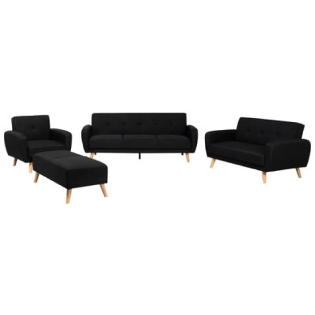 Beliani Living Room Set Florli Fabric Black