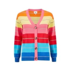 Yumi Multi Rainbow Stripe Knitted Cardigan - Multi