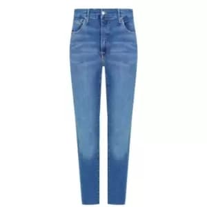 GOOD AMERICAN Good Waist Crop Raw Hem Jean - Blue