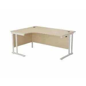 TC Office Start White Cantilever Frame Left Hand Crescent Desk 1800x1200mm, Maple