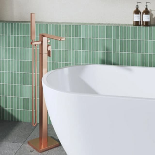 FNX Bathrooms Elowen Contemporary Brushed Bronze Freestanding Bath Shower Mixer Lever