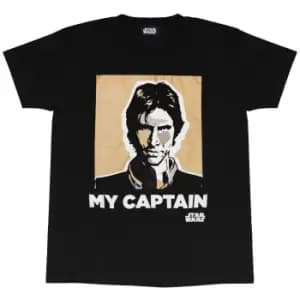 Star Wars Mens My Captain Han Solo T-Shirt (3XL) (Black)