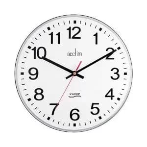 Acctim Clarkenwell Wall Clock Silent Non-Ticking 300mm Diameter White