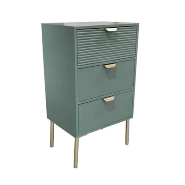 MSL 75cm Green Wooden 3 Drawer Chest Of Drawer 9150