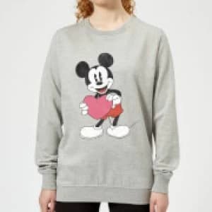 Disney Mickey Mouse Heart Gift Womens Sweatshirt - Grey - L