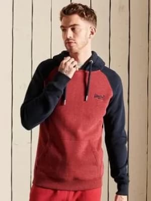 Superdry Vintage Logo Emb Baseball Hoodie, Red/Navy Size M Men