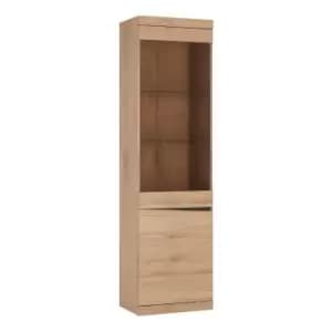 Kensington Tall Narrow 2 Door Glazed Display Cabinet (lhd) In Oak Effect