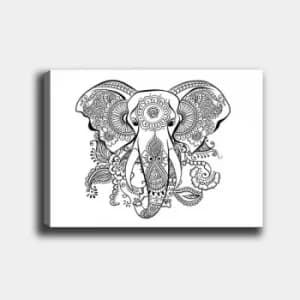 MANDALA05 White Black Decorative Canvas Painting