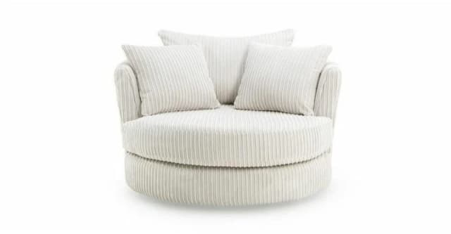 LUXURY LIFE Collingdale Dylan Jumbo Cord Fabric Swivel Chair Cream