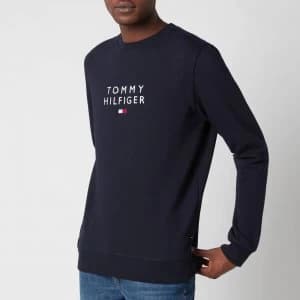Tommy Hilfiger Mens Stacked Flag Crewneck Sweatshirt - Desert Sky - L