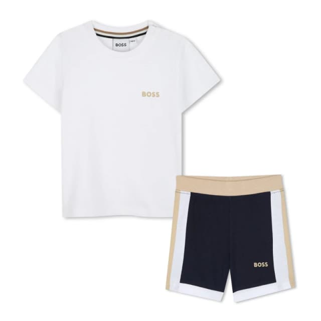 Boss Kids Soft Fabric T-Shirt and Shorts Set White 10P male 3Y