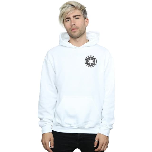 Star Wars Star Wars Men The Mandalorian Galactic Empire Insignia Breast Print Hoodie in White Size: Small White S Male 5059400119480