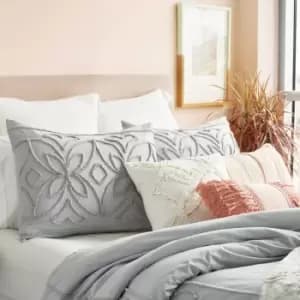 Peri Home Chenille Border Double Duvet Cover, Grey