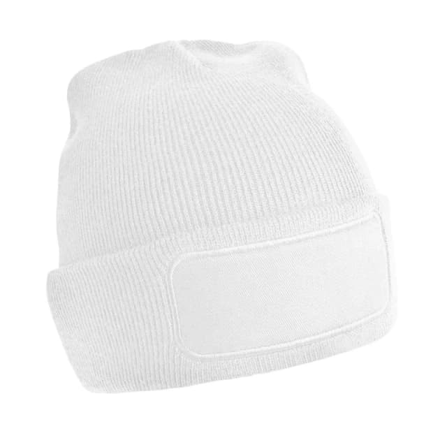 Beechfield Beechfield Men Patch Beanie in White White One Size Male 5063527292537