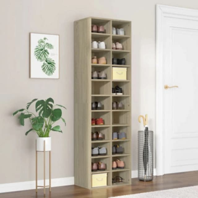 Vidaxl Shoe Cabinet Sonoma Oak 54X34X183cm Engineered Wood Shoe Cabinets