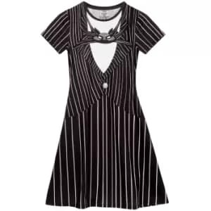 Nightmare Before Christmas Womens/Ladies Jack Skellington Dress (L) (Black/White)